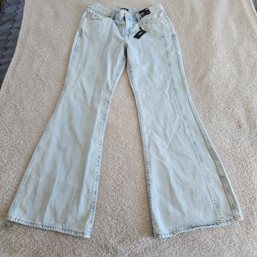 Express '70s Flare Mid Rise Light Wash Denim Jeans Size 10R NWT Hippie Festival